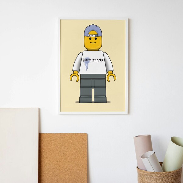 Hypebeast Toys, Lego Print, Hypebeast Toys Print, Lego Figure Wall Art, Palm Angels, Minimalist Hypebeast Decor, Graffiti Print, Trendy Art