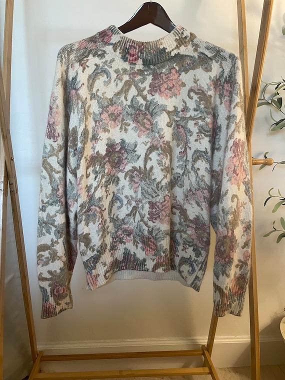 Vintage Angora and Silk Floral Sweater - image 1