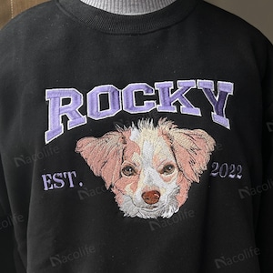 Custom Cat Embroidered Sweatshirt, Custom Pet shirt, Custom Embroidered Pet Hoodie, Personalized Pet Face and Pet name Sweatshirt