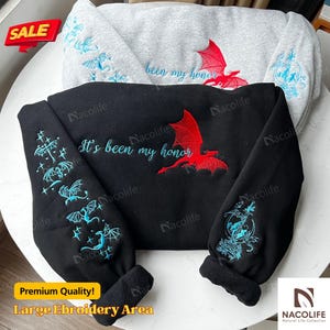 It’s Been My Honor Fourth Wing Embroidered Sweatshirt, Custom Basgiath War College, Dragon Rider, Xaden Riorson, Fantasy Reader