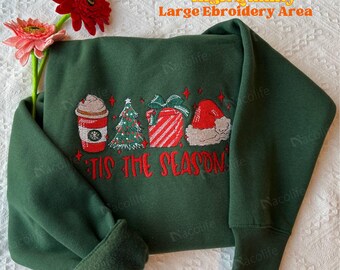 Tis The Season Sweatshirt, gesticktes Weihnachten Tis The Season Sweatshirt, Frohe Weihnachten Shirt, Weihnachten Sweatshirt, niedlicher Winter Hoodie