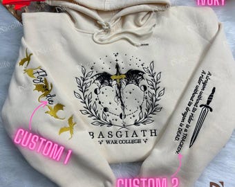 Fourth Wing Embroidered Sweatshirt, Fourth Wing Hoodie, Fourth Wing Sweatshirt, Custom Basgiath War College, Dragon Rider, Fantasy Reader