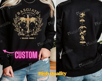 Fourth Wing Embroidered Sweatshirt, Custom Basgiath War College, Dragon Rider,Violet Sorrengail,Fantasy Reader,Xaden Riorson,Riders Quadrant