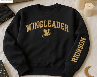Wingleader Embroidered Sweatshirt, Fourth Wing Hoodie, Xaden Riorson Shirt, Dragon Rider Embroidery Tee, Fantasy Bookish Gift