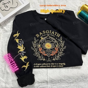 Basgiath War College Embroidered Sweatshirt, Custom Fourth Wing Shirt, Dragon Rider, Violet Sorrengail, Fantasy Reader, Xaden Riorson