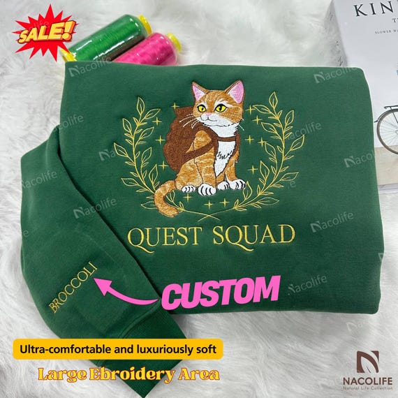 Broccoli Quest Squad Embroidered Sweatshirt, Onyx Storm Embroidered Hoodie, Basgiath War College, Dragon Rider, Bookish Gift,Romantasy Gift
