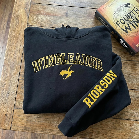 Wingleader Embroidered Sweatshirt, Fourth Wing Shirt, Xaden Riorson Tee, Dragon Rider Crewneck, Fourth Wing Hoodie, Fantasy Book Fan Gift