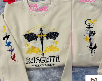 Basgiath War College Embroidered  Sweatshirt ,Dragon Rider, Fourth Wing Hoodie, Violet Sorrengail,Xaden Riorson, Fly or Die,Riders Quadrant
