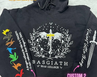 Basgiath War College Embroidered Sweatshirt, Custom Fourth Wing Embroidered Hoodie, Violet Sorrengail, Fantasy Reader, Xaden Riorson