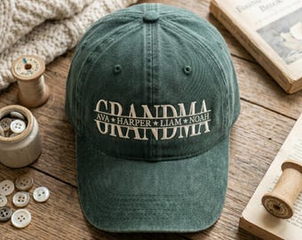 Custom Embroidered Grandma Hat with Names, Personalized Wash Dad Cap, Grandparent Day Gift, Grandma Birthday Present from Grandkids