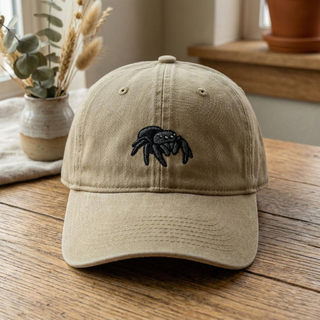 Embroidered Jumping Spider Hat, Cute Arachnid Wash Dad Cap, Spoods ...