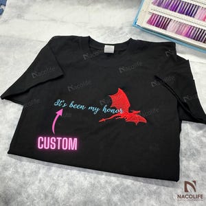 It’s Been My Honor Fourth Wing Embroidered T-shirt,Custom Basgiath War College Embroidered T-shirt,Dragon Rider,Xaden Riorson,Fantasy Reader