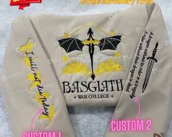 Fourth Wing Embroidered Sweatshirt, Custom Basgiath War College Embroidered Hoodie,  Xaden Riorson, Violet Sorrengail, Fantasy Reader