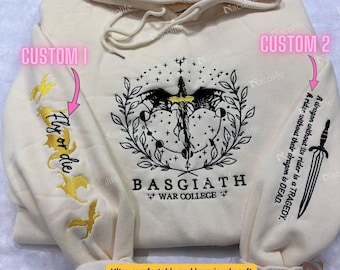Fourth Wing Embroidered Sweatshirt, Fourth Wing Hoodie, Fourth Wing Sweatshirt, Custom Basgiath War College, Dragon Rider, Fantasy Reader
