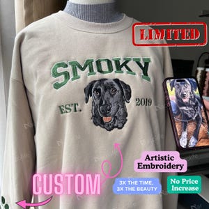 Custom Dog Face Embroidered Sweatshirt, Fathers Day Gift,Cat Sweatshirt, Dog Lover Sweatshirt, Personalized Pet Portrait Shirt