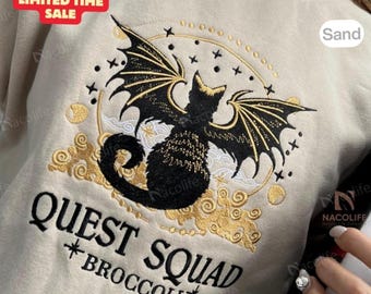 EMBROIDERED Quest Squad Broccoli Embroidered Sweatshirt, Onyx Storm Hoodie, Basgiath War College, Dragon Rider Shirt, Violet Sorrengail
