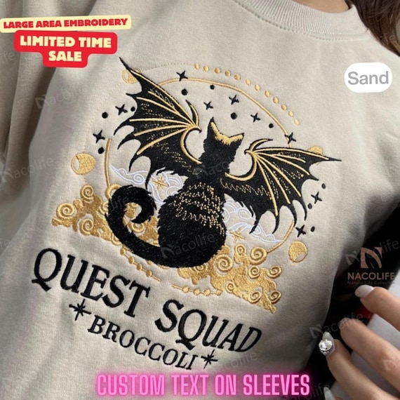 EMBROIDERED Quest Squad Broccoli Embroidered Sweatshirt, Onyx Storm Hoodie, Basgiath War College, Dragon Rider Shirt, Violet Sorrengail