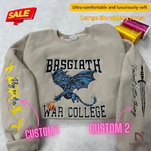 Basgiath War College  Embroidered Sweatshirt,Custom Fourth wing, Rebecca Yorros, Xaden Riorson,Dragon Rider,Violet Sorrengail,Fantasy Reader