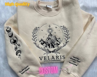 Velaris City Of Starlight Embroidered Shirt, The Night Court Shirt,Velaris embroidered sweatshirt, , SJM sweater, City of Starlight, ACOTA