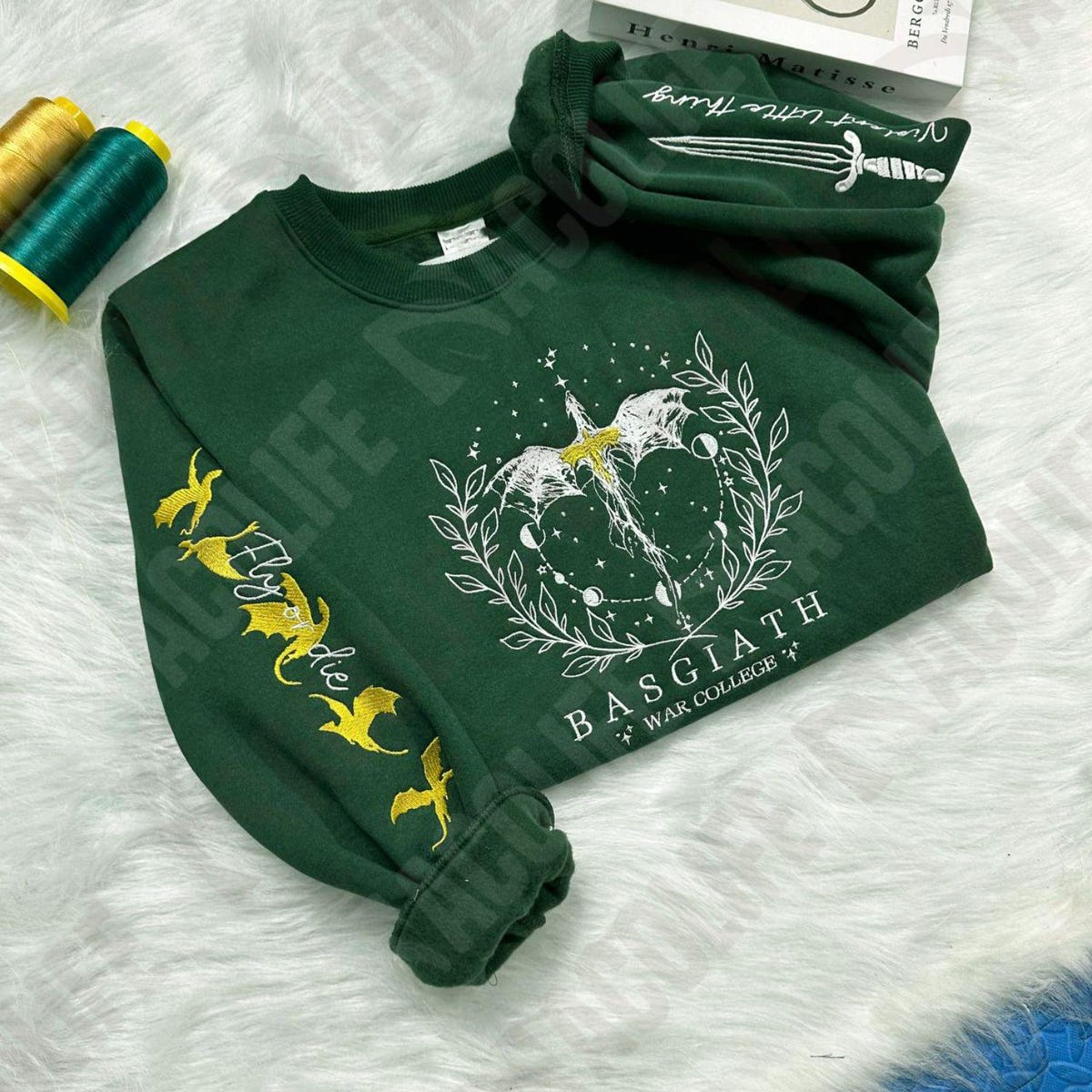 Fourth Wing Embroidered Sweatshirt,custom Basgiath War College, Dragon Rider,violet Sorrengail,rebecca Yorros,xaden Riorson,fantasy Reader - Etsy