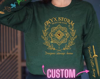 Onyx Storm  Embroidered Sweatshirt, Fourth Wing Embroidered Hoodie , Custom Basgiath War College, Dragon Rider,Fantasy Reader,Xaden Riorson