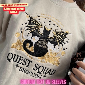 EMBROIDERED Quest Squad Broccoli Embroidered Sweatshirt, Onyx Storm Hoodie, Basgiath War College, Dragon Rider Shirt, Violet Sorrengail