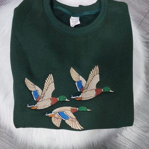 Embroidered Duck Sweatshirt, Cute Duck Shirt, Animal Lover Embroidery Crewneck, Cozy Embroidered Gift