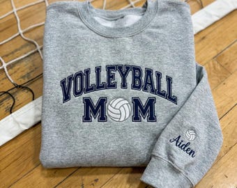 Sudadera con capucha bordada para mamá de voleibol, regalo de voleibol personalizado, sudadera para mamá de voleibol, ropa personalizada para la cancha