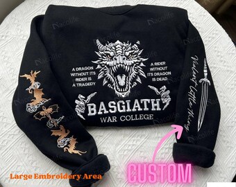 EMBROIDERED Fourth Wing Sweatshirt,Custom Basgiath War College, Dragon Rider,Violet Sorrengail,Rebecca Yarros,Xaden Riorson,Reader Gifts