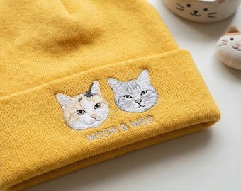 Gorro bordado con retrato de mascota, gorro personalizado con cara de mascota, regalo de cumpleaños personalizado para mascota