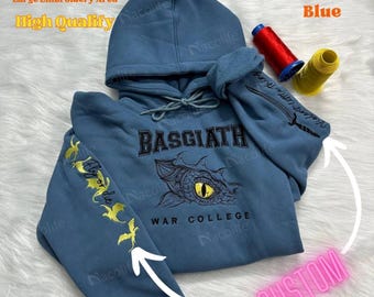 Fourth Wing Embroidered Sweatshirt, Custom Basgiath War College, Dragon Rider,Violet Sorrengail,Xaden Riorson,Riders Quadrant,Fantasy Reader