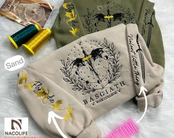 Fourth Wing Embroidered Sweatshirt,Custom Basgiath War College, Dragon Rider,Violet Sorrengail,Rebecca Yorros,Xaden Riorson,Fantasy Reader