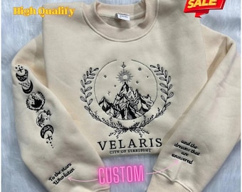Velaris City Of Starlight Embroidered Sweatshirt, The Night Court Shirt, Velaris embroidered shirt, SJM sweater, City of Starlight, ACOTA