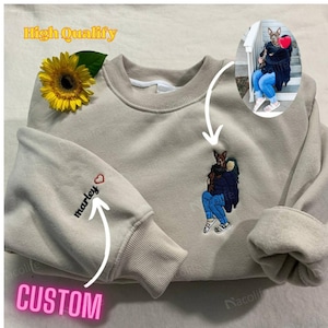 Custom Embroidered Portrait from Photo Sweatshirt, Personalized Dog Portrait Embroidered Shirt, Custom Embroidered Shirt, Custom Anniversary