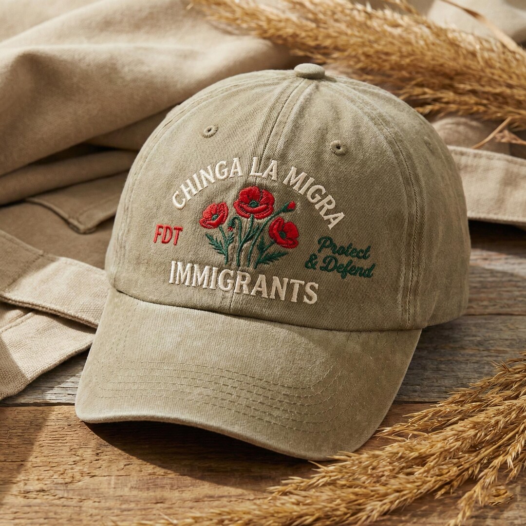 Chinga La Migra Immigrants Hat, Embroidered Wash Dad Cap, Poppy Floral ...