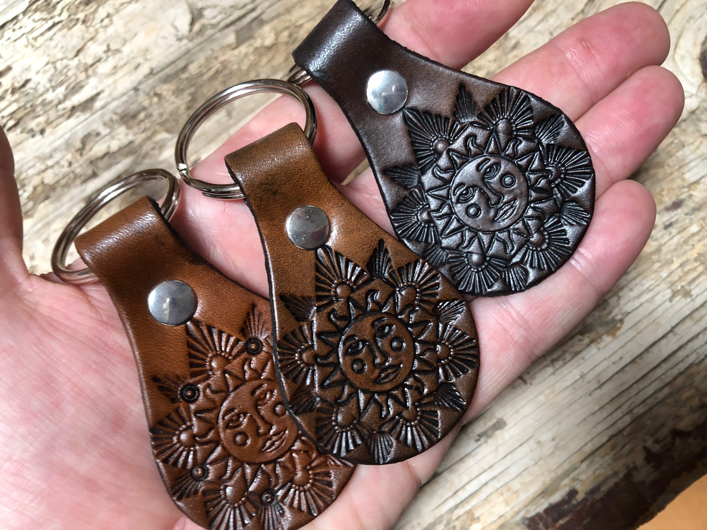 SUNSHINE Leather Key Ring - Etsy