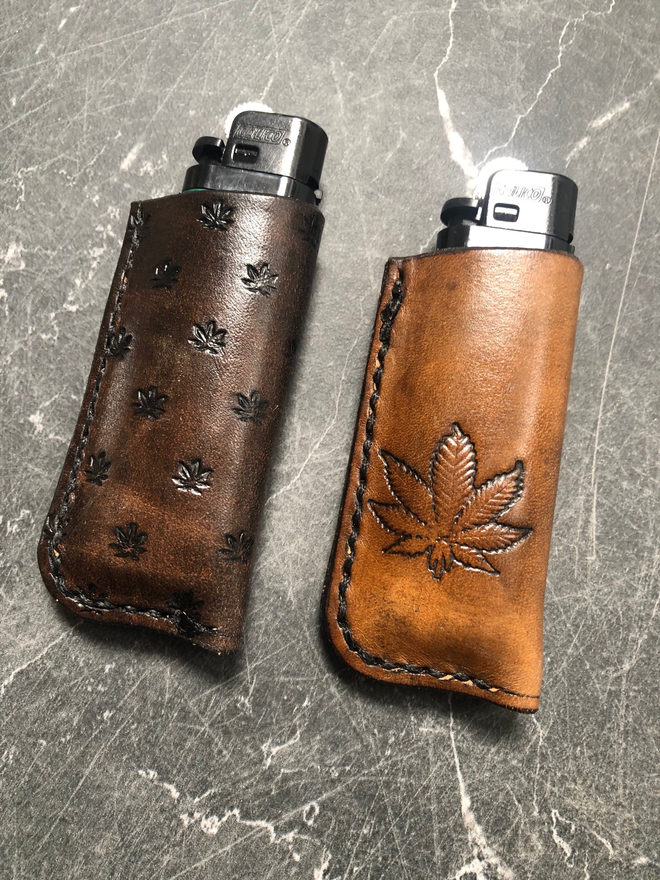 MARIJUANA Leather Lighter Case Leather Lighter Sleeve Etsy