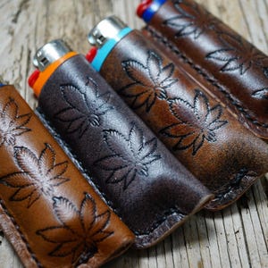 MARIJUANA, Leather Lighter Case, Leather Lighter Sleeve, Standard Lighter Case