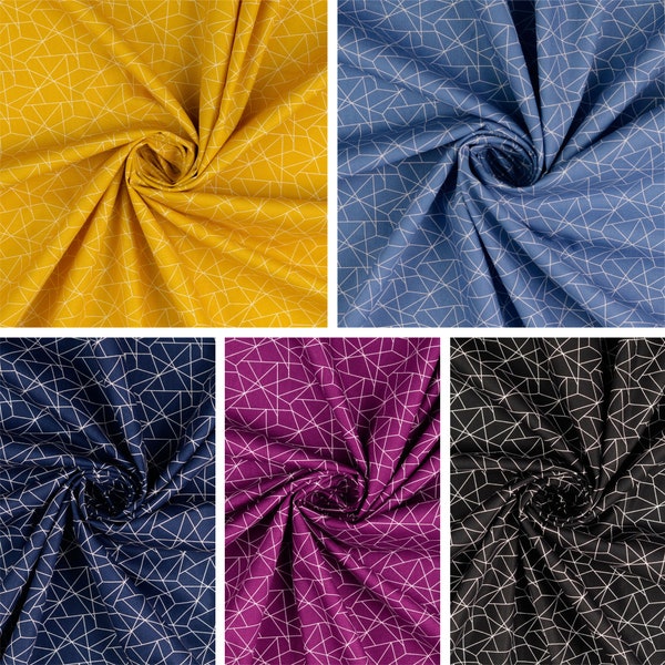 Fabric Origami 100% cotton / poplin / geometric / blue / black / purple / mustard / cotton fabric Ökotex