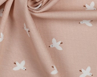 WAFFLE KNIT Birds / high quality elastic waffle jersey / by Poppy / dusky pink / ÖKOTEX