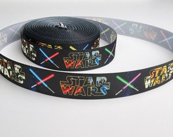 STAR WARS Ripsband 22 mm breit / Schwarz / Lichtschwert / Ribbon / Dekoband / Bastelband / Geschenkband