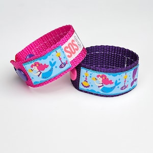 SOS bracelet ParentsFINDER MERMAID / telephone number bracelet / ID emergency bracelet for children / purple / pink / waterproof / grows with the child