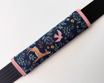 Seatbelt pad REH / Pad for car seatbelt / Leaves / Navy / Blue / Pink / Seatbelt protector / Oeko-Tex
