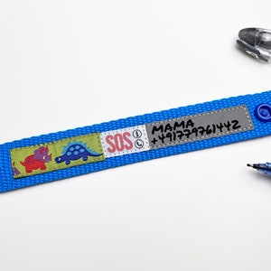 SOS bracelet ParentFINDER DINOS / ID children&#39;s bracelet / green / blue / emergency bracelet for children / waterproof / grows with you
