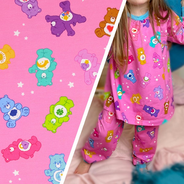 Jersey GLÜCKSBÄRCHIS / Pink / Glücksbärchen bunt / lila / Türkis / Flieder / Carebears Digitaldruck Baumwolljersey Ökotex