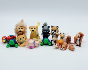 Retired Collection of Unusual Littlest Pet Shop LPS Mixed Pets with  Interchangeable Heads and Snap on Accessories