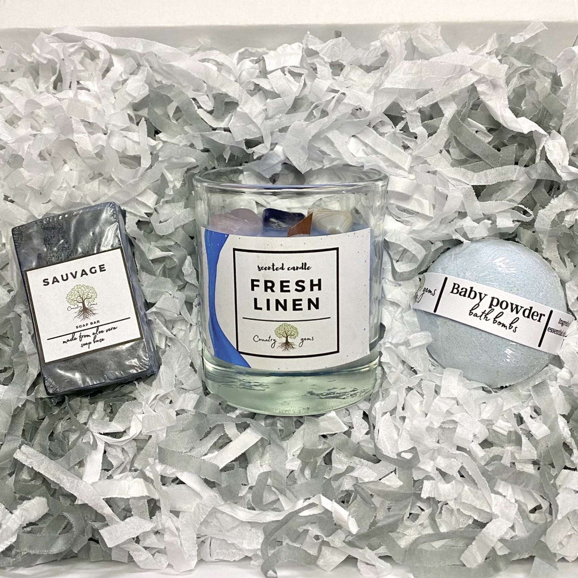 Fresh Linen Scented Candle Soap & Bathbomb Self Care Gift Etsy