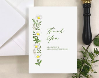 Daisy Thank You Note | Wedding Thank You Card | Floral Botanical Thank You Note