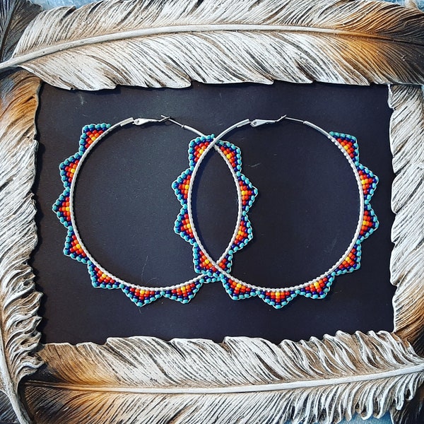 Montana Sunrise: Beaded Hoop Earrings