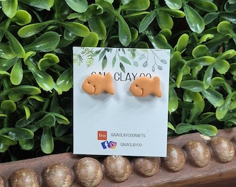 Polymer clay earrings | Goldfish Studs | Made to order